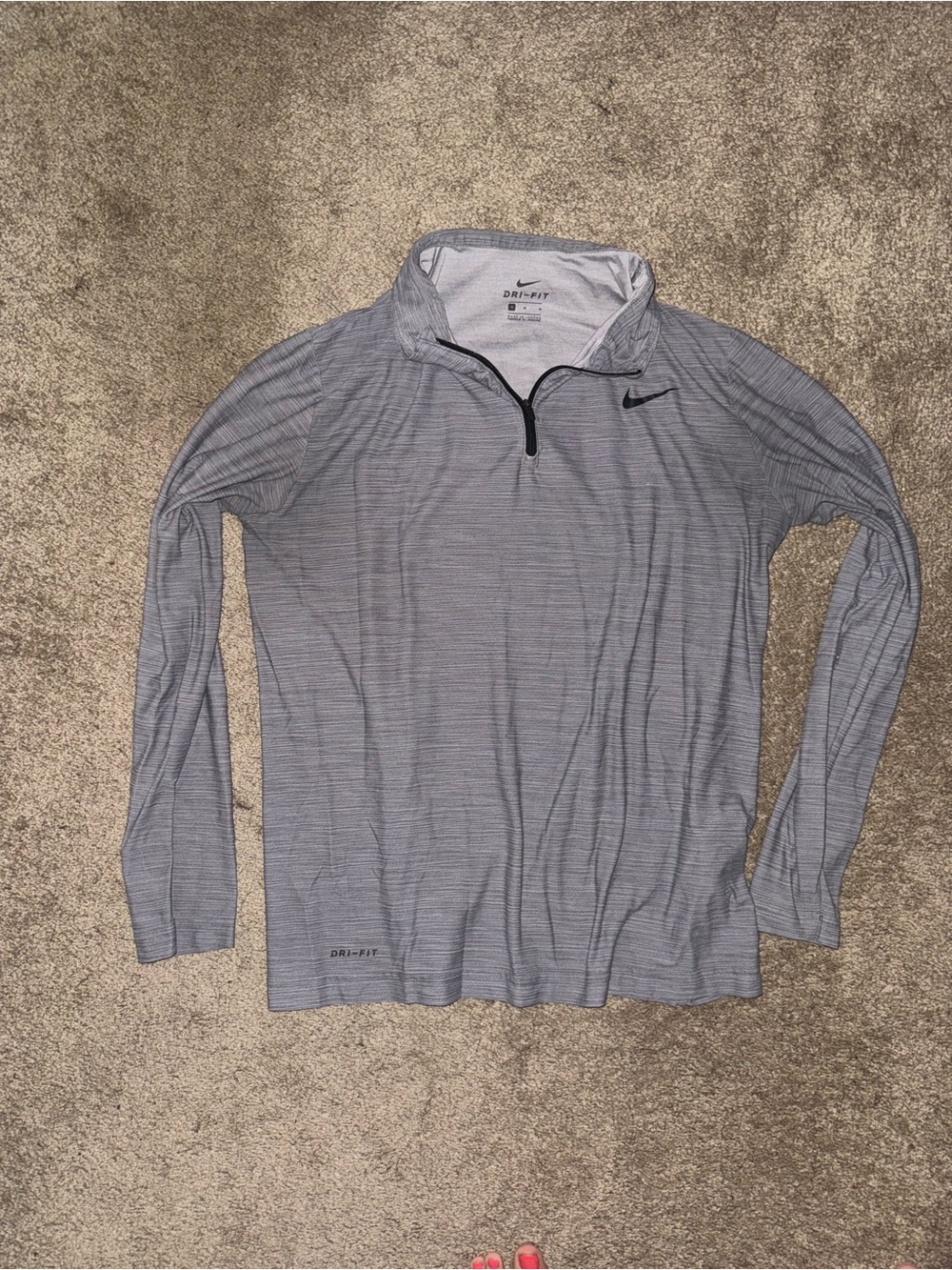 Nike Light Gray Heather Quarter-Zip Dri-FIT Pullover